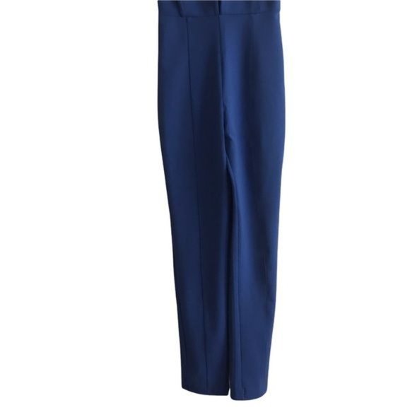 Deep V Plunge Fitted Night Out Date Night Jumpsuit in Blue Size Medium - Picture 5 of 7